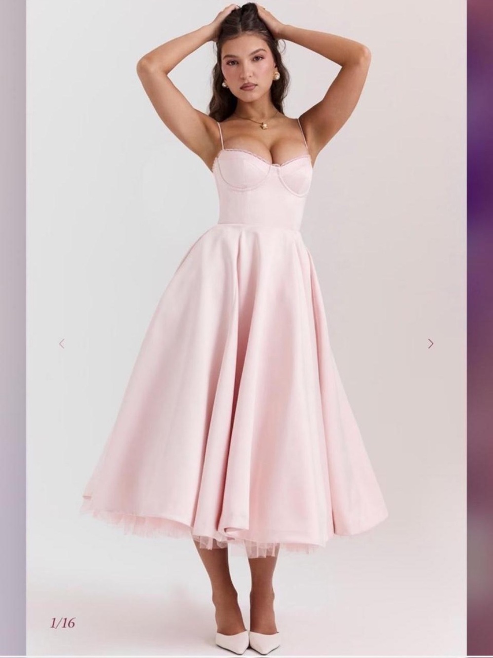 HOUSE OF CB Mademoiselle Ballerina Pink Midi Dress NWOT - Picture 2 of 7
